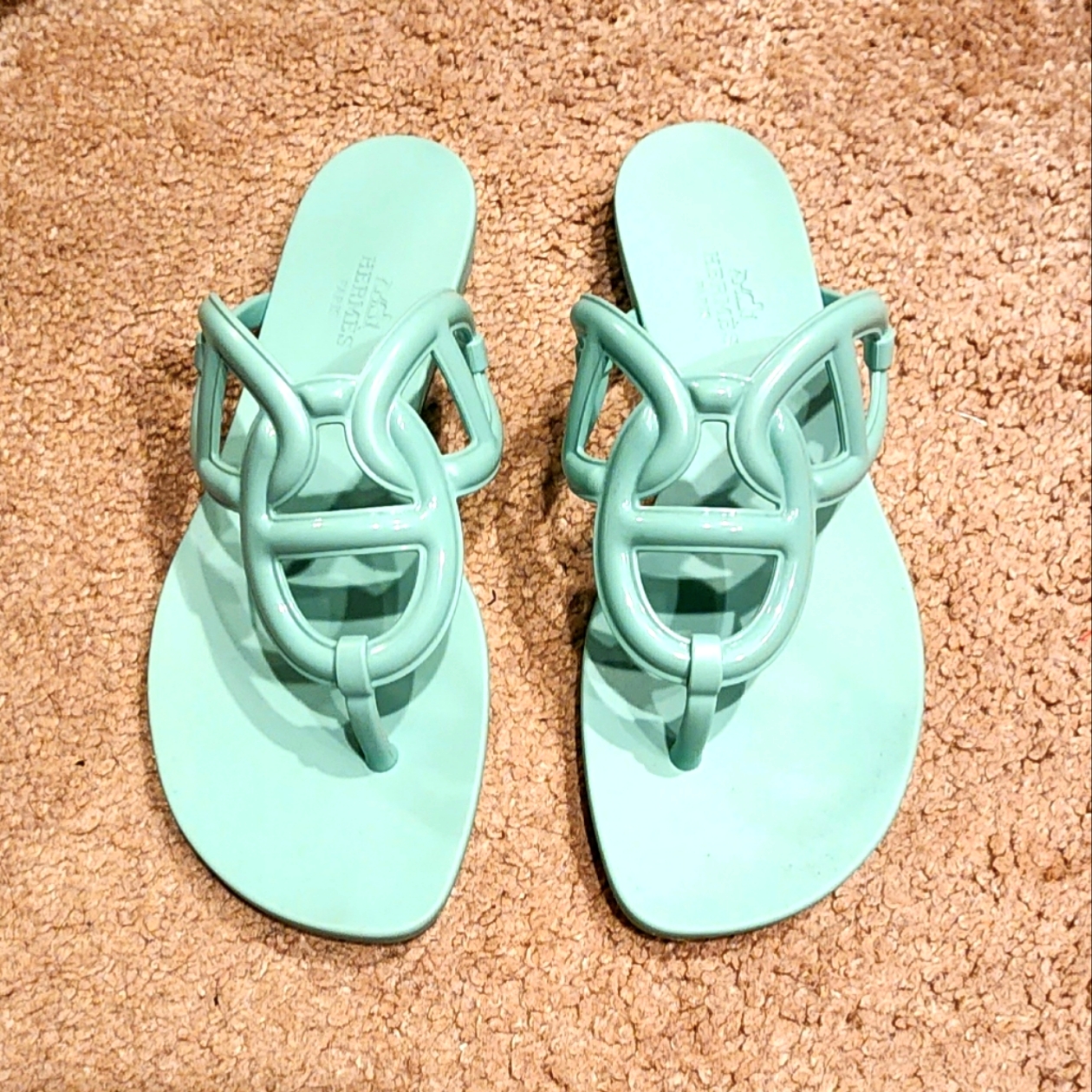 Brand New Herms Egerie Chane Dancre Rubber Sandals 35